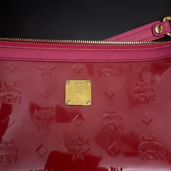 MCM Red Patent Leather Clutch with Gold Chain - Picture 2 of 10